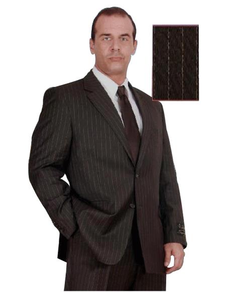 Groomsmen Suits Men's Brown Pinstripe 140 s Business Suits mensusa