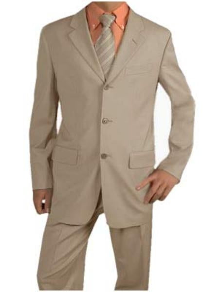 Groomsmen Suits Men's Light Tan ~ Beige Suit Poly Blend Summer Cheap Priced Business Suits Clearance Sale Available In 2 Or 3 Buttons Style Regular Classic Cut - mensusa