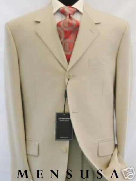 Groomsmen Suits Very Light Tan ~ Beige Summer Suit Light Weight Available in 2 or 3 Buttons Style Regular Classic Cut Cheap Priced Business Suits Clearance Sale - mensusa