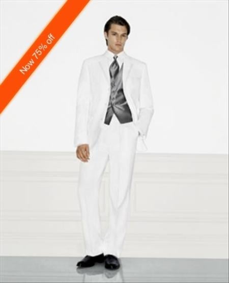 Groomsmen Suits White Men's Wedding Suit, 3 Button Style, Ultimate Stylish Suits For Men - All White Suit mensusa