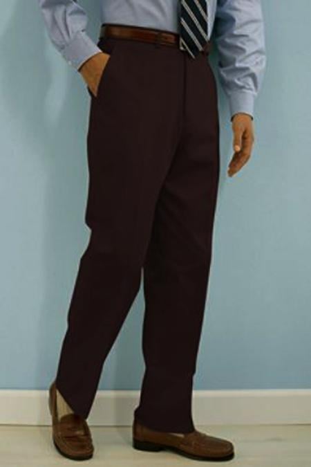 PA100 Brown premier quality italian fabric Flat Front Men's Dress Pants Hand Made Relax Fit - Cheap Priced Dress Slacks For Men On Sale