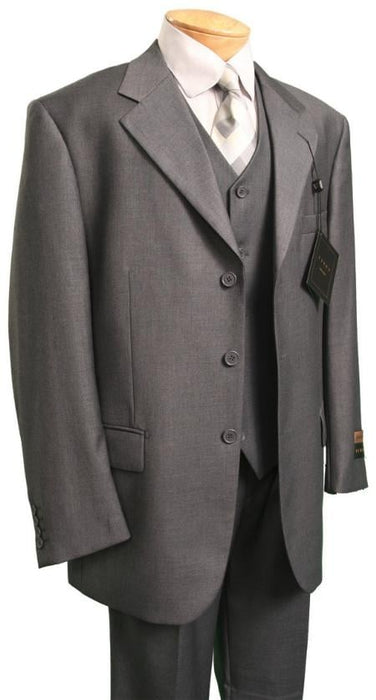 Heather Gray Available in 2 or Three ~ 3 Buttons Style Regular Classic Cut Affordable Cheap Priced Men's Dress Suit For Sale mensusa