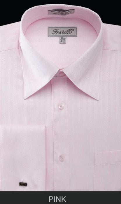 NTFRV4906 Pink Londoner collar Formal herringbone Stripe Men's French Cuff Dress Shirt~Best Cheap Priced Designer Sale Men's Dress Shirt