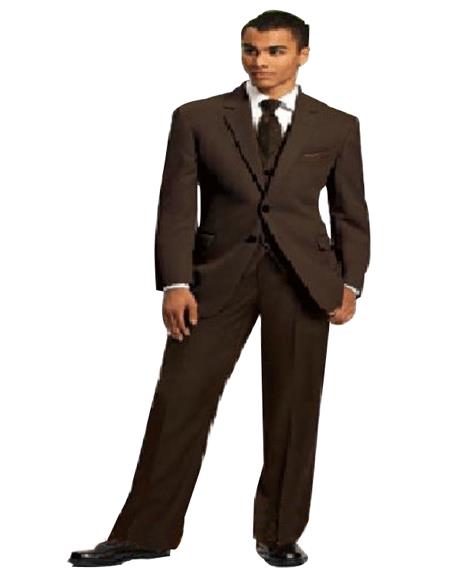 High Quality 2 Button Solid Brown Vested Suits 100% Men's 3 ~ Three Piece Suit On Sale mensusa