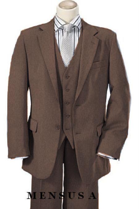 High Quality Bronze ~ Camel~Toast~Light Brown~Moca 2 Button Vested Suits - Three Piece Suit - MW249 mensusa