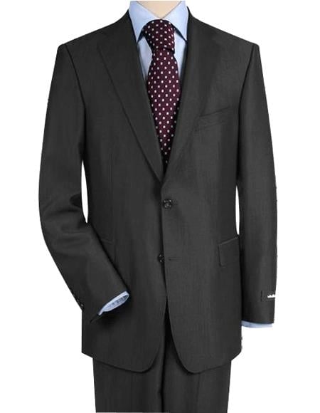 High-Quality Construction Two-Button Darkest Charcoal Gray Suit - mensusa