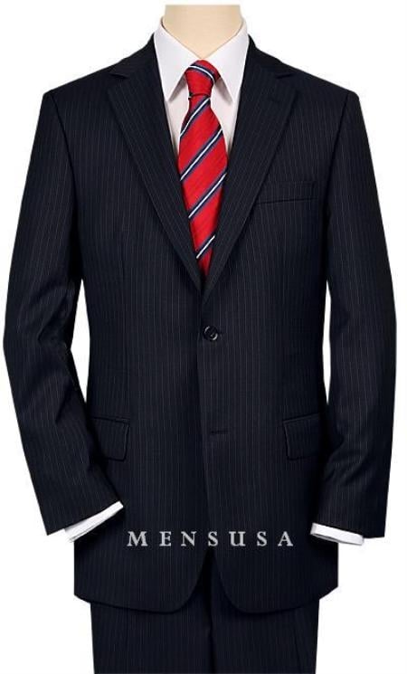 High-quality Construction 2 Button Dark Navy Blue Suit For Men MiniStripe Ultimate Tayloring&Wool mensusa