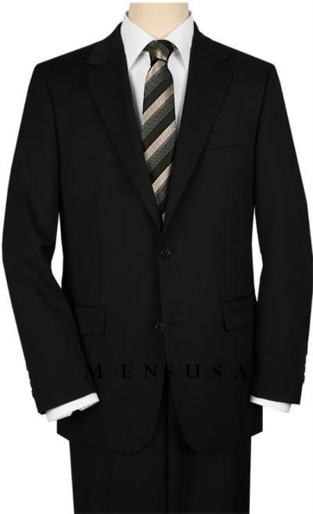 High-quality Construction 2 Button Side Vented Black on Solid Black Ultimate Tailoring&Wool mensusa