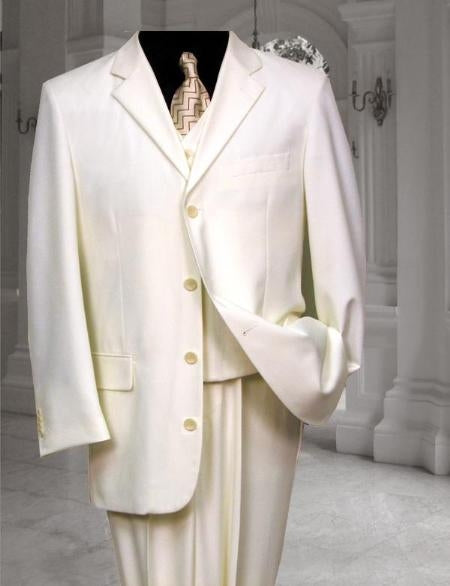 Ivory~Cream~OFF White Tuxedo 2/3 Button Vested 3 Pieces Vested Pleated Pants mensusa