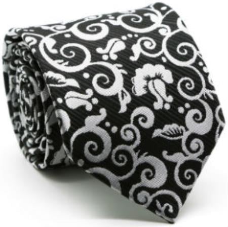 Men's Premium Jacquard Paisley Ties Black - Men's Neck Ties - Mens Dress Tie - Trendy Mens Ties