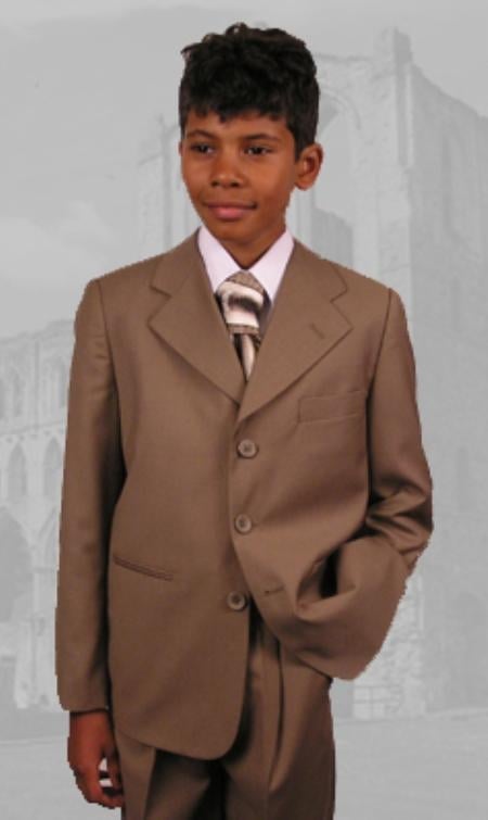 Kids B100 Camel ~ Boy's Dress Suit Hand Made Perfect for toddler Suit wedding attire outfits mensusa