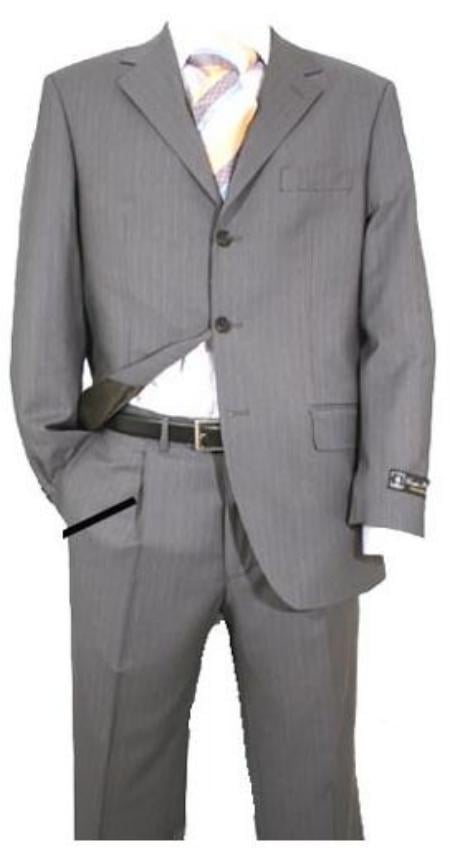 Light Gray Pinstripe Super 120's Available in 2 or 3 Buttons Style Regular Classic Cut - mensusa