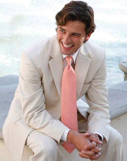 Light Tan ~ Beige 2 Button Wedding Suit mensusa