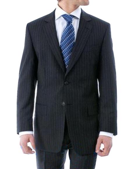 Luxurious High Quality Dark Navy Blue Pinstripe Light Weight Double Vented Ultra Smooth Fabric mensusa