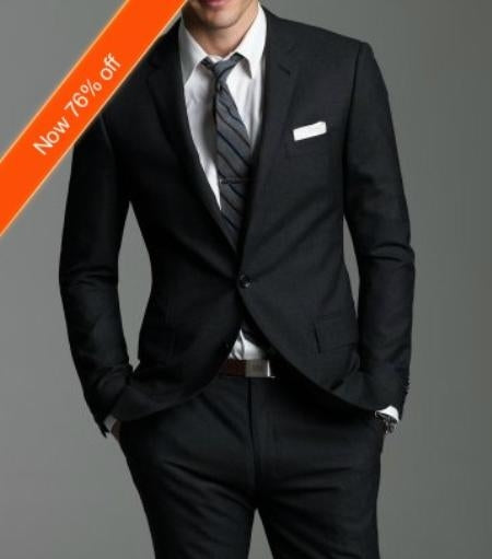 Luxury Italian Made 2-Button Fitted Suit Black 2 Piece Suits - Two piece Business suits Suit mensusa