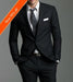 Luxury Italian Made 2-Button Fitted Suit Black 2 Piece Suits - Two piece Business suits Suit mensusa