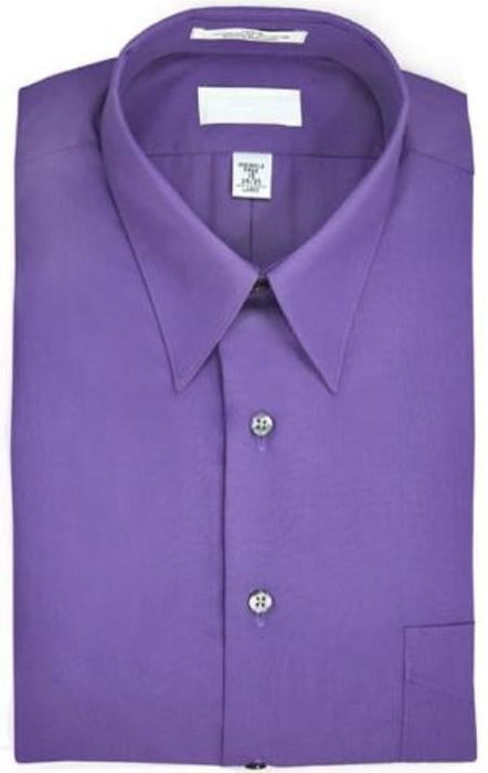 Point collar Wrinkle resistant Poplin fabric, 65% polyester, 15% cotton Purple Dress Shirt Men's Dress Shirt