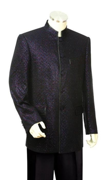 Men's Mandarin Collar Astral Shape Zoot Suit Black