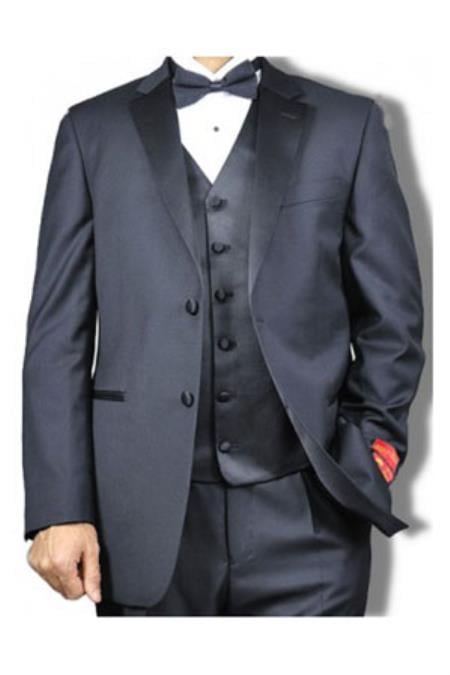 Authentic Mantoni Brand Men's Vested 2 Button Tuxedo Black - High End Suits - High Quality Suits