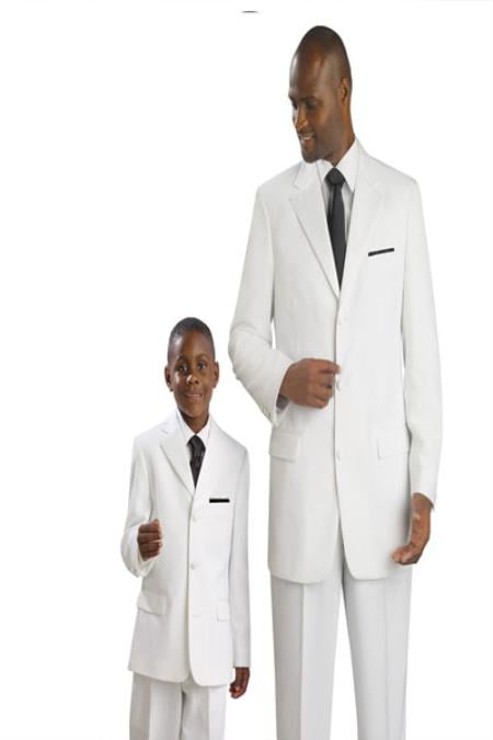 Matching Kids Sizes Father & Son Boys and Men's Suit Perfect for toddler Suit wedding attire outfits & Tuxedo – White