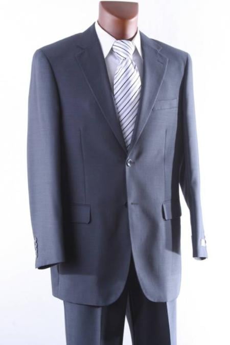 Men's 2 Button 100% Wool mid Suit Single Pleat Pant Mid Grey mensusa