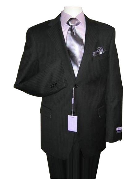 Men's 2 Button Black On Black tone on tone Shadow Stripe ~ Pinstripe Modern Fit Suits 2 Piece Suits - Two piece Business suits mensusa