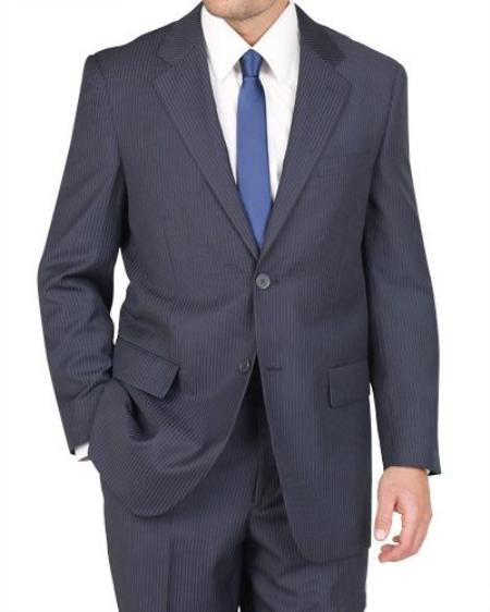 Men's 2 Button Blue Stripe ~ Pinstripe Suit mensusa