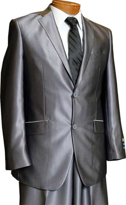 Men's 2 Button Charcoal Grey Slim Fitted Shiny Flashy Shark Skin Cheap Priced Business Suits Clearance Sale Men's Sharkskin Suit mensusa