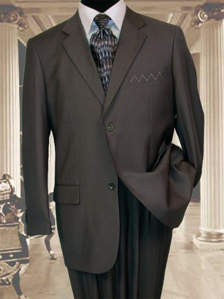 Men's 2 Button Extra Long Charcoal Grey Men's Business ~ Wedding 2 piece Side Vented Modern Fit Suits 2 Piece Suits For Men With a Smooth Pinstripe mensusa