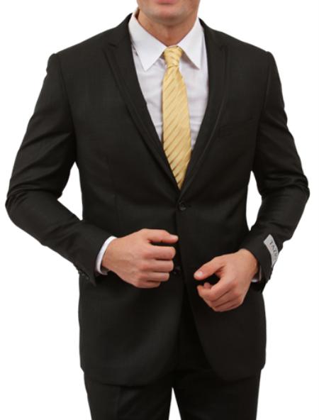 Men's 2 Button Front Closure Black Satin Trim Suit mensusa