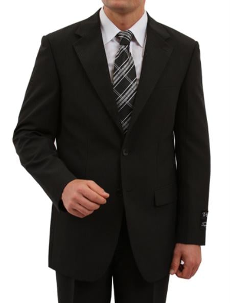 Men's 2 Button Front Closure Discounted Sale Fit Suit Black mensusa