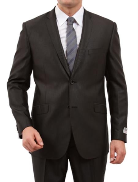 Men's 2 Button Front Closure Side Vent Suit Black mensusa