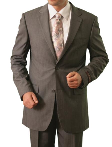 Men's 2 Button Front Closure Suit Grey mensusa