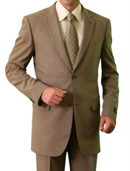 Men's 2 Button Front Closure Suit Tan ~ Beige mensusa