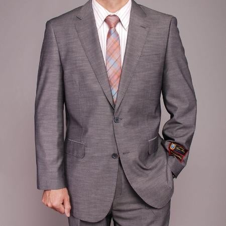 Men's 2 Button Grey Patterned Modern Fit Suits Suit 2 Piece Suits - Two piece Business suits Suit mensusa