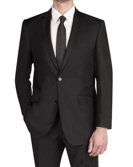 Men's 2 Button Online Sale Clearance Slim Fit Cheap Priced Business Suits Clearance Sale Black mensusa