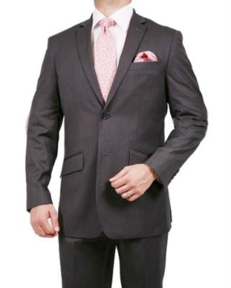 Men's 2 Button Stripe ~ Pinstripe Suit Grey mensusa