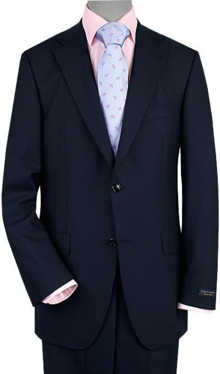 Men's 2 Button Vented Dark Navy No Pleats 2 Piece Suits - Two piece Business suits Suit mensusa