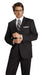 Men's 2 Button Vented Jacket With Pleated Pant Executive Full Cut Suits Black mensusa