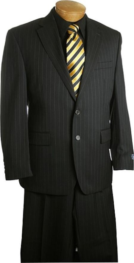 Men's 2 Button slim Fit Black Pin Stripe ~ Pinstripe Cheap Priced Business Suits Clearance Sale Black mensusa