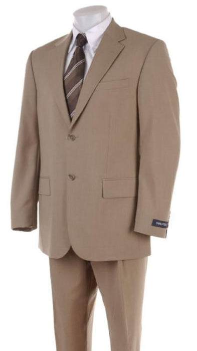 Men's 2 Two Button Super 100's HW0462 Coffe ~ Tan ~ Beige Business Summer 2 Piece Suits For Men Double Side Vent mensusa