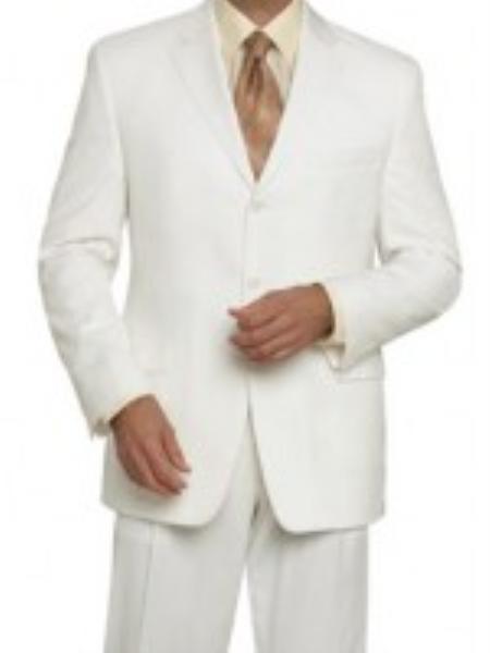 Men's 3 Button Off White Touch Poly Rayon Wrinkle Touch Super Light Weight Suits For Men mensusa