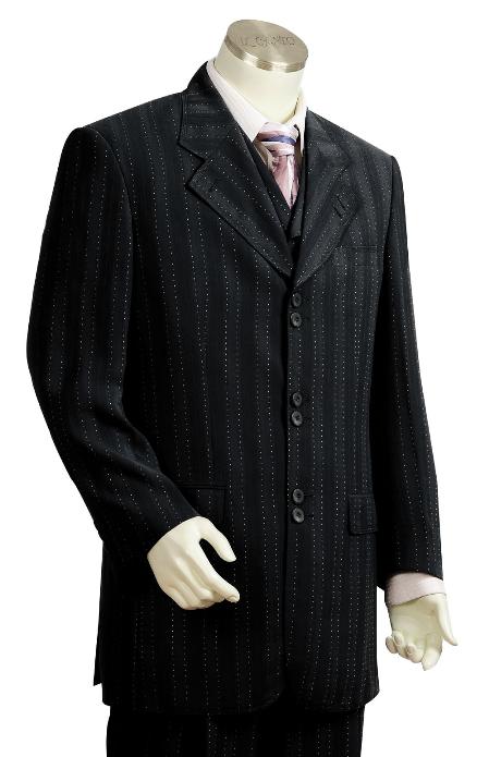 Men's 3 Piece Black Unique Exclusive Fashion Suit mensusa