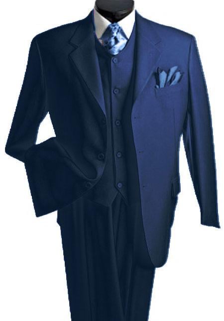 Men's 3 Piece Dark Navy Blue Suit For Men Three Piece Vested Suit mensusa