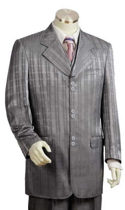 Men's 3 Piece Grey Unique Exclusive Fashion Suit mensusa