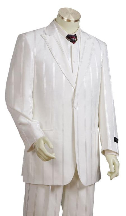 Men's 3 Piece Off white Cream Ivory Zoot Suits For Men Shadow Stripe tone on tone mensusa