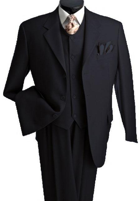 Men's 3 Piece Premium Fine Black three piece suit mensusa