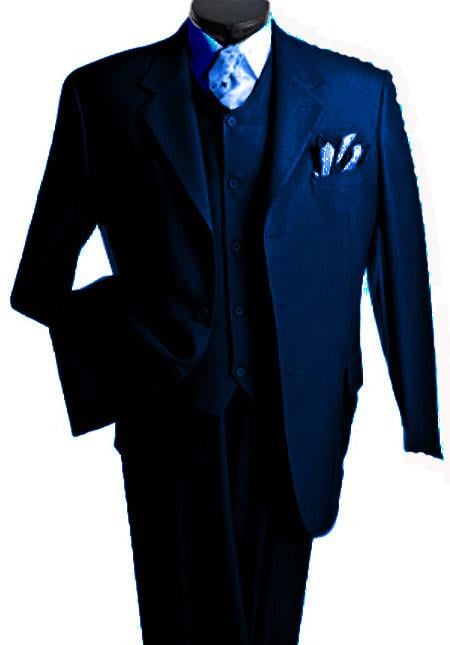 Men's 3 Piece Premium Fine Drak Blue three piece suit mensusa