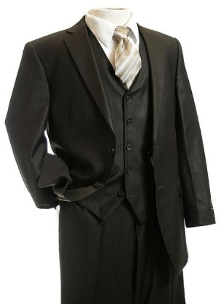 Men's 3pc Suit Brown Pinstripe Suit Brown 2 Piece Suits - Two piece Business suits Suit mensusa