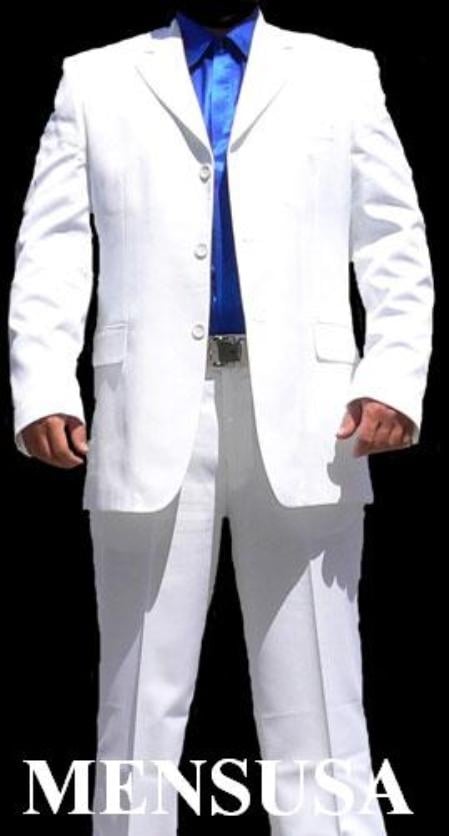 Men's All White Suit For Men Joun Paul 3 Buttons Super Cool Suit - mensusa